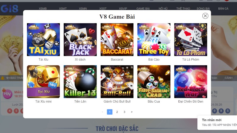 Tài Xỉu GI8 có ở sảnh Game Bài và sảnh Live Casino Tài Xỉu GI8 có ở sảnh Game Bài và sảnh Live Casino